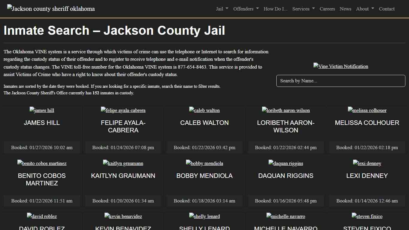 Inmate Search Jackson County Sheriff's Office