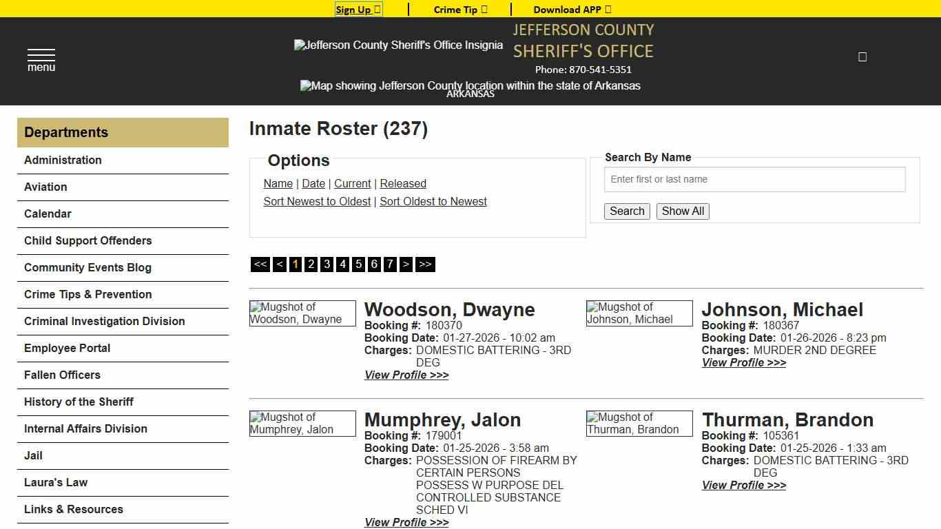 Inmate Roster - Current Inmates Booking Date Descending - Jefferson County Sheriff AR